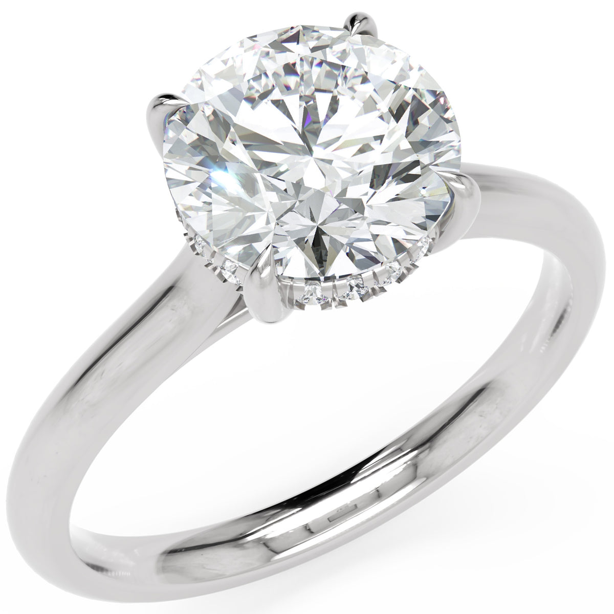Inel de Logodnă Eaton din Aur 18k cu Moissanite Round de 2 ct din Platina - Castelo.ro