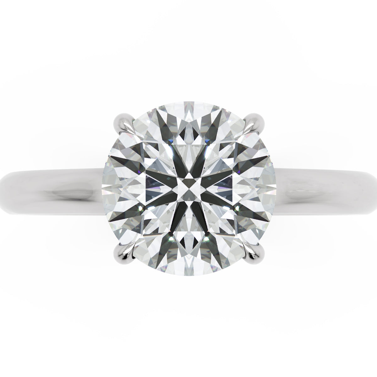 Inel de Logodnă Eaton din Aur 14k cu Diamant Creat în Laborator Round de 2 ct din 14k Aur Alb - Castelo.ro