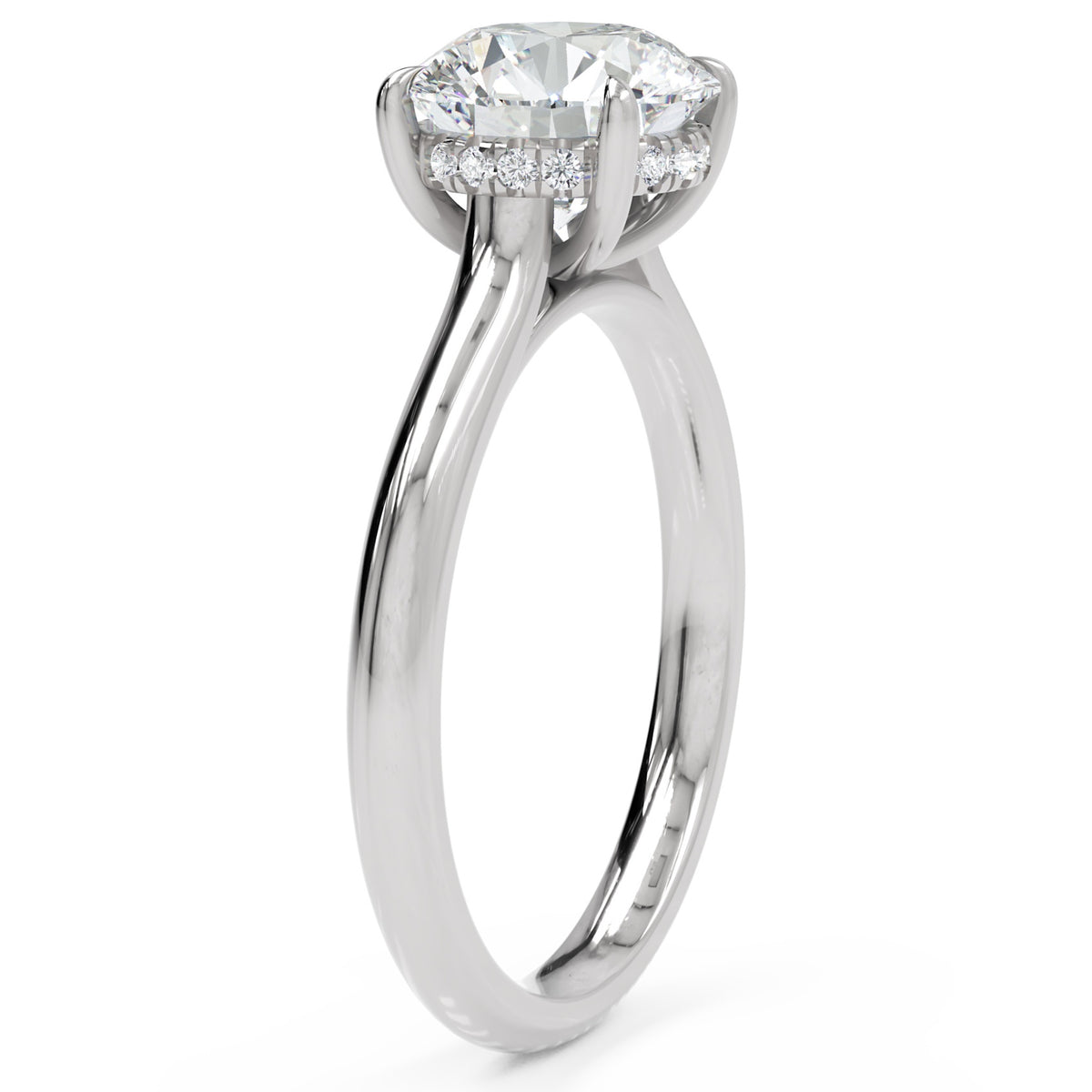 Inel de Logodnă Eaton din Aur 14k cu Moissanite Round de 2 ct din 14k Aur Alb - Castelo.ro
