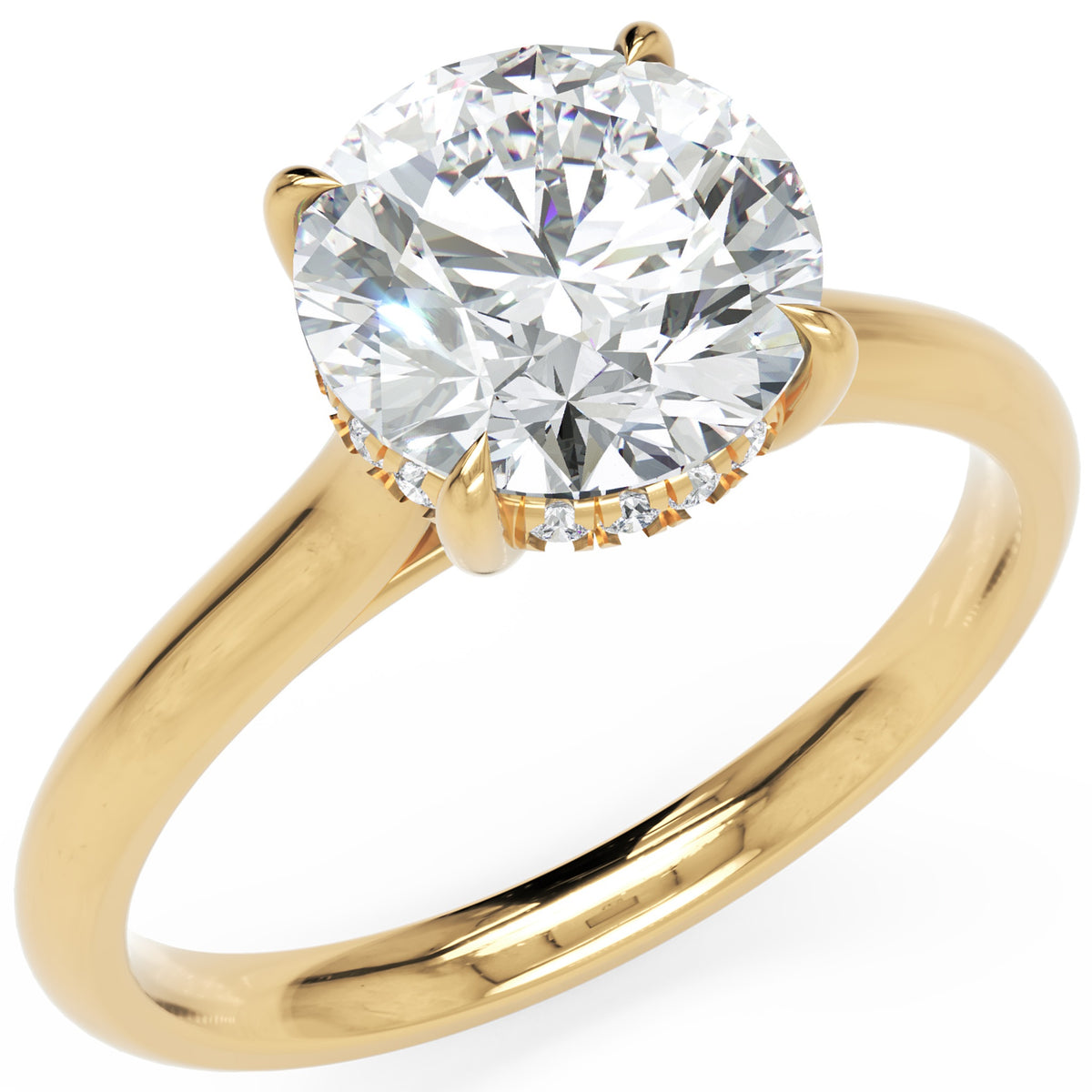 Inel de Logodnă Eaton din Aur 18k cu Moissanite Round de 2 ct din 18k Aur Galben - Castelo.ro