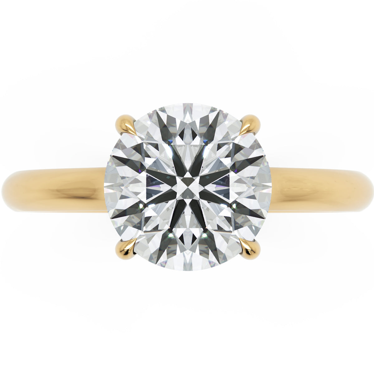 Inel de Logodnă Eaton din Aur 18k cu Moissanite Round de 2 ct din 18k Aur Galben - Castelo.ro
