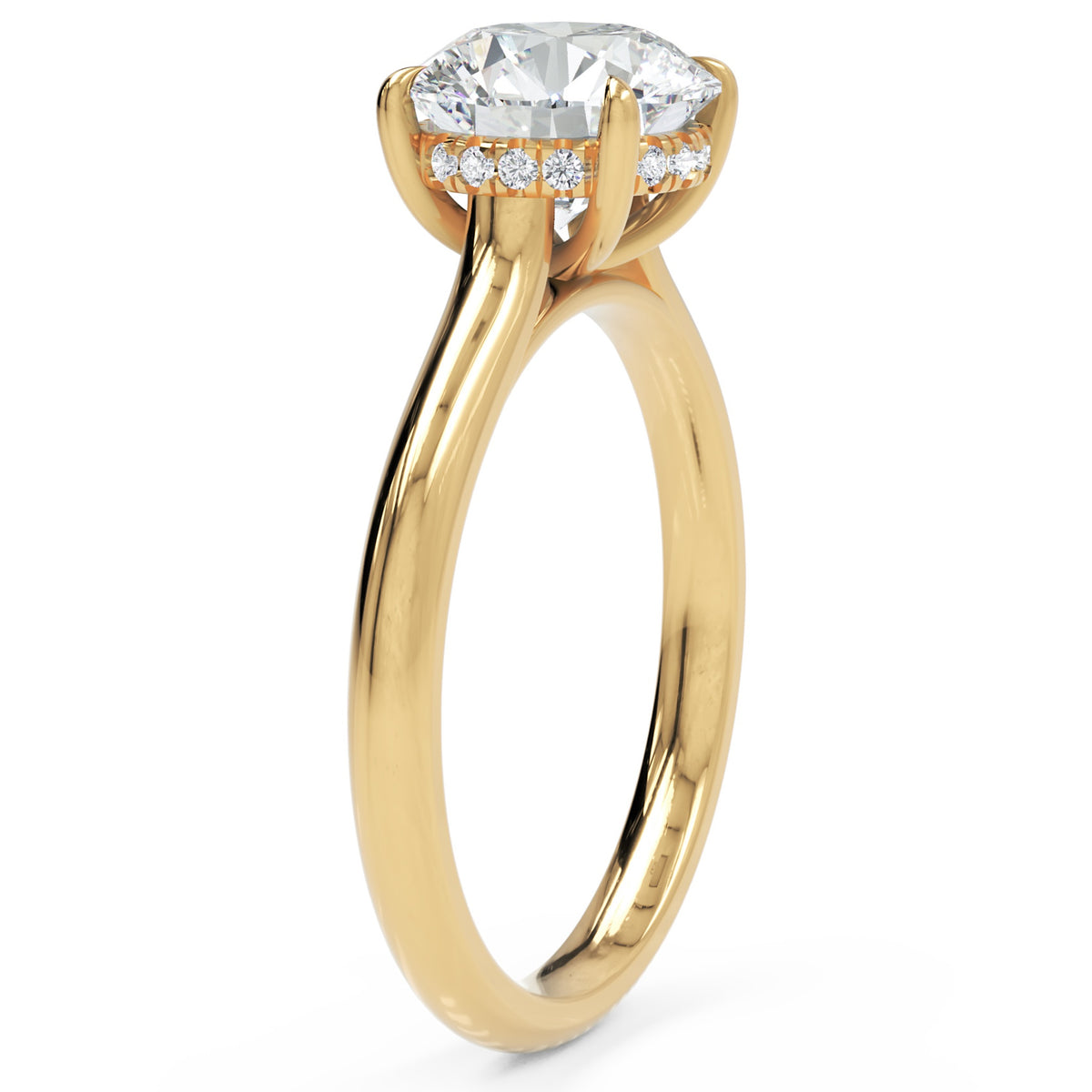 Inel de Logodnă Eaton din Aur 18k cu Moissanite Round de 2 ct din 18k Aur Galben - Castelo.ro