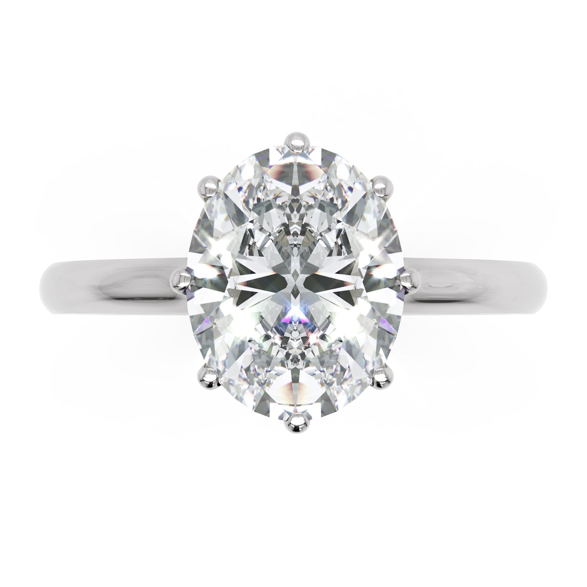 Inel de Logodnă Solitaire 'L'Amour' din Aur 18k cu Moissanite Oval de 1.8 ct din Platina - Castelo.ro
