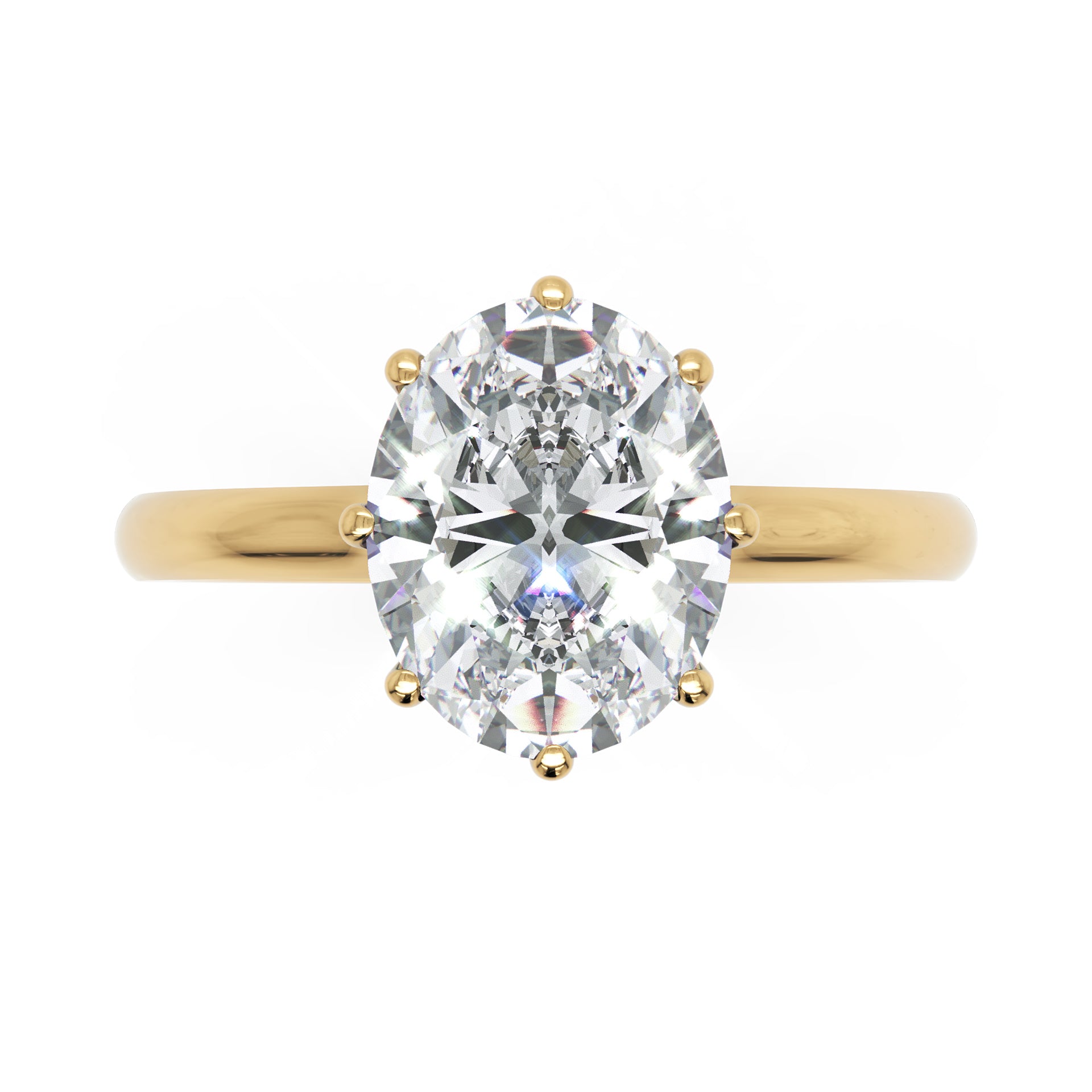 Inel de Logodnă Solitaire 'L'Amour' din Aur 18k cu Moissanite Oval de 1.8 ct din 18k Aur Galben - Castelo.ro