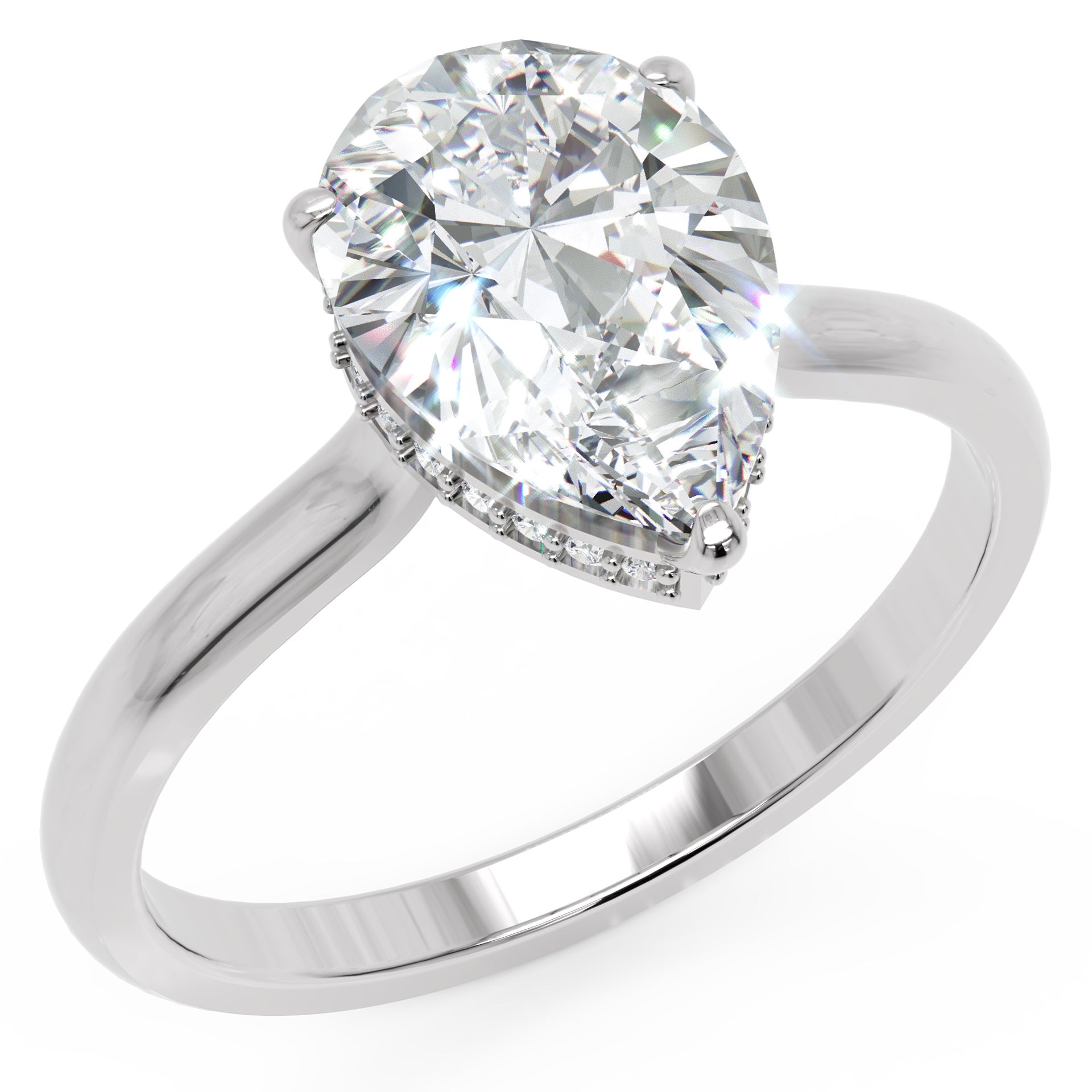 Inel de Logodnă Solitaire din Aur 14k cu Moissanite Pară de 1.87 ct din 14k Aur Alb - Castelo.ro