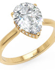 Inel de Logodnă Solitaire din Aur 14k cu Moissanite Pară de 1.87 ct din 14k Aur Galben - Castelo.ro