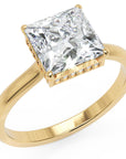 Inel de Logodnă Solitaire din Aur 14k cu Moissanite Princess de 2.15 ct din 14k Aur Galben - Castelo.ro