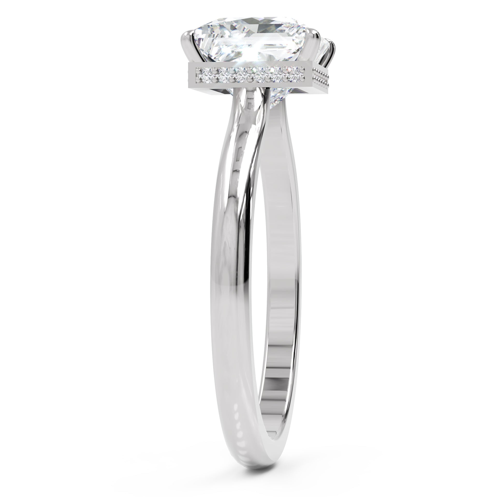Inel de Logodnă Solitaire din Aur 14k cu Moissanite Princess de 2.15 ct din 14k Aur Alb - Castelo.ro