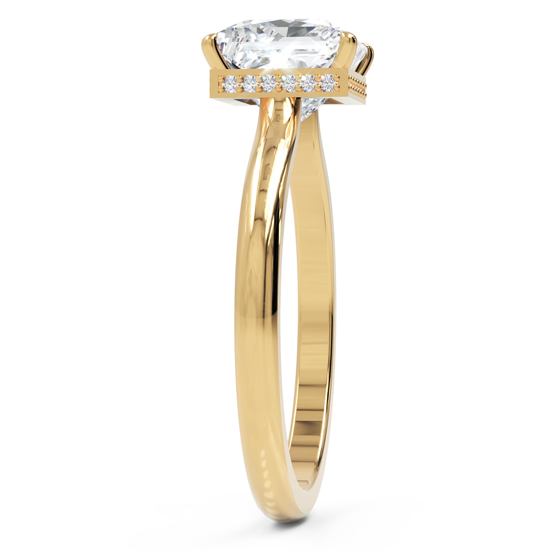 Inel de Logodnă Solitaire din Aur 14k cu Moissanite Princess de 2.15 ct din 14k Aur Galben - Castelo.ro