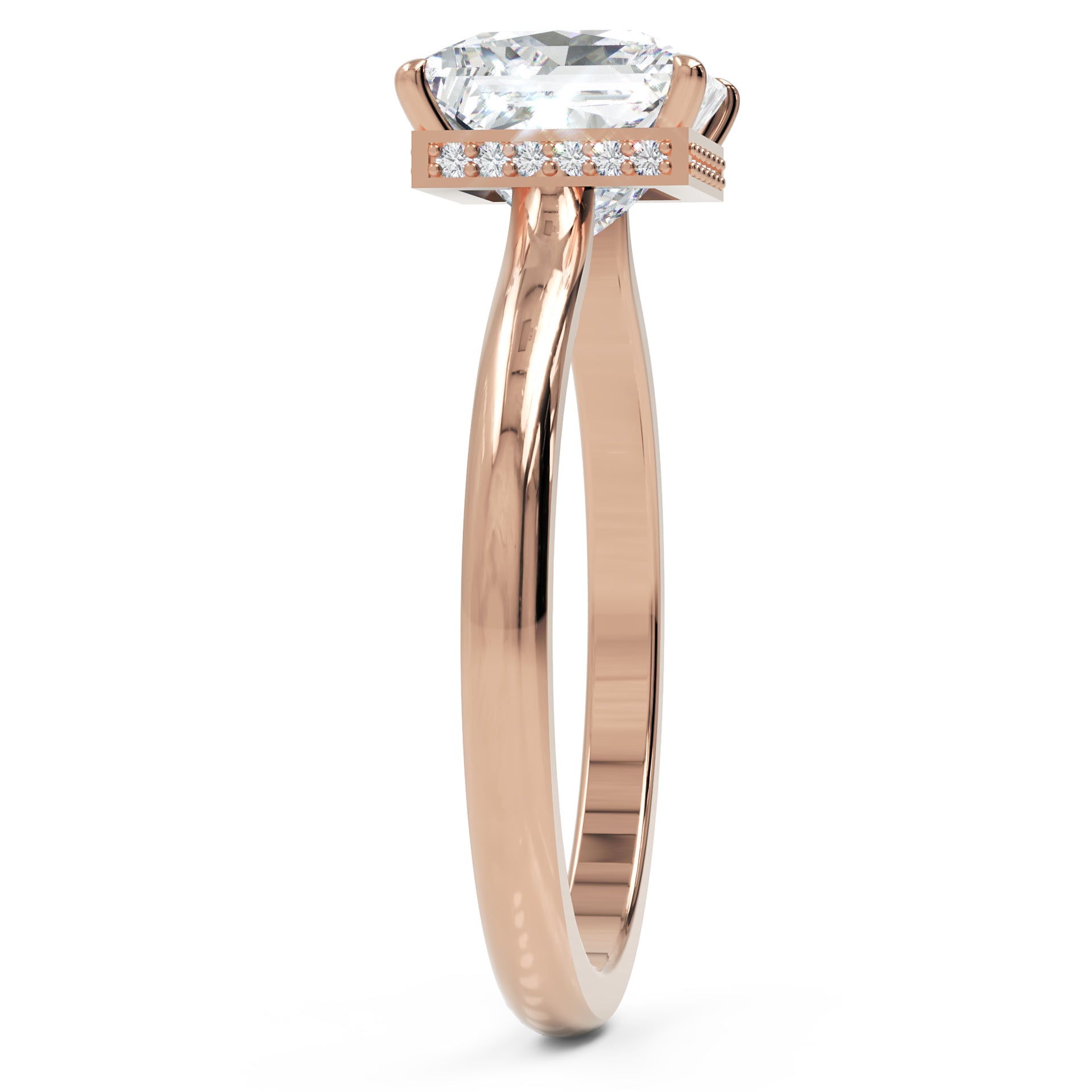 Inel de Logodnă Solitaire din Aur 14k cu Moissanite Princess de 2.15 ct din 14k Aur Roz - Castelo.ro