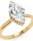 Inel de Logodnă Solitaire din Aur 14k cu Moissanite Marquise si Halo Ascuns de 1.48 ct din 14k Aur Galben - Castelo.ro