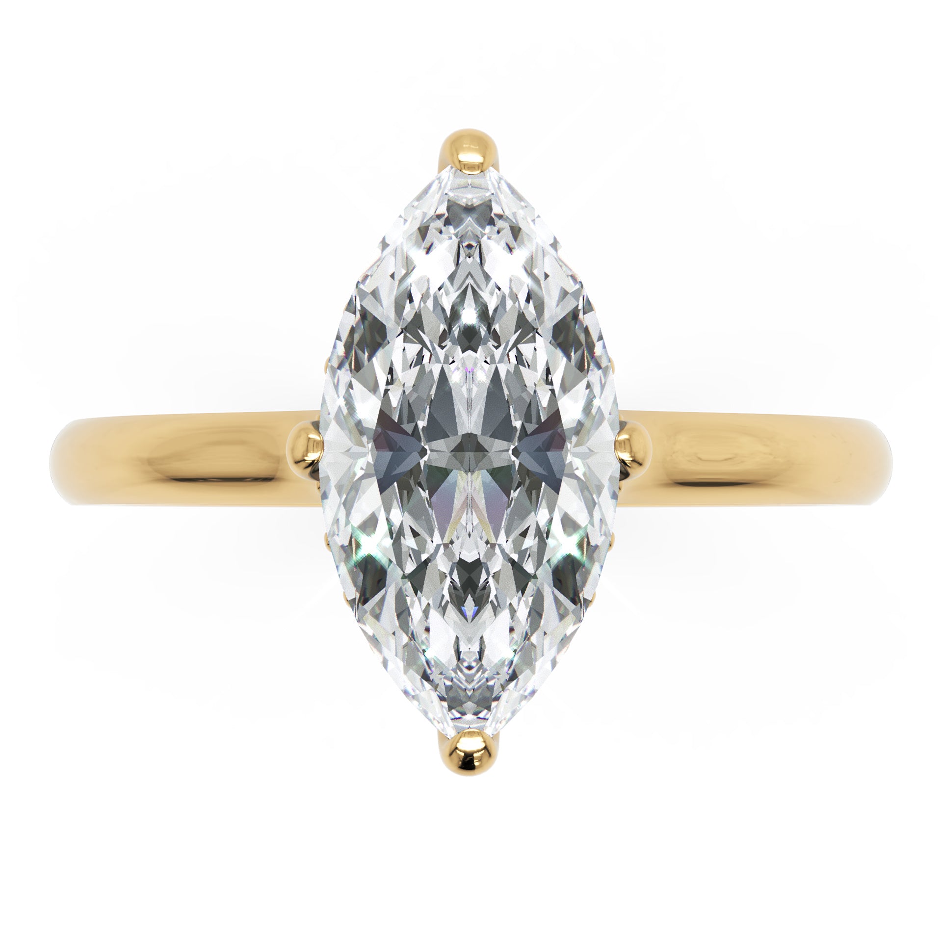 Inel de Logodnă Solitaire din Aur 14k cu Moissanite Marquise si Halo Ascuns de 1.48 ct din 14k Aur Galben - Castelo.ro