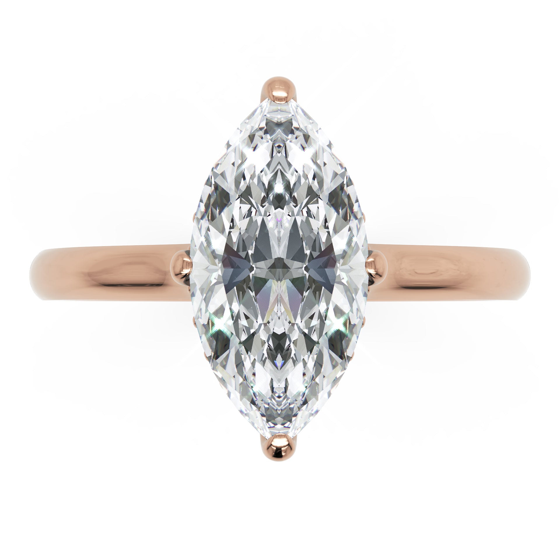 Inel de Logodnă Solitaire din Aur 14k cu Moissanite Marquise si Halo Ascuns de 1.48 ct din 14k Aur Roz - Castelo.ro
