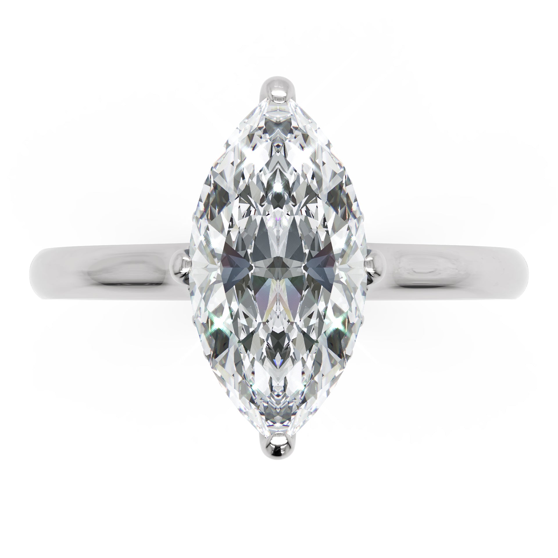 Inel de Logodnă Solitaire din Aur 14k cu Moissanite Marquise si Halo Ascuns de 1.48 ct din 14k Aur Alb - Castelo.ro
