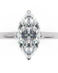 Inel de Logodnă Solitaire din Aur 14k cu Moissanite Marquise si Halo Ascuns de 1.48 ct din 14k Aur Alb - Castelo.ro