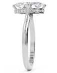 Inel de Logodnă Solitaire din Aur 14k cu Moissanite Marquise si Halo Ascuns de 1.48 ct din 14k Aur Alb - Castelo.ro