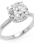 Inel de Logodnă Solitaire cu Halo Ascuns din Aur 14k cu Moissanite Cushion de 1.48 ct din 14k Aur Alb - Castelo.ro