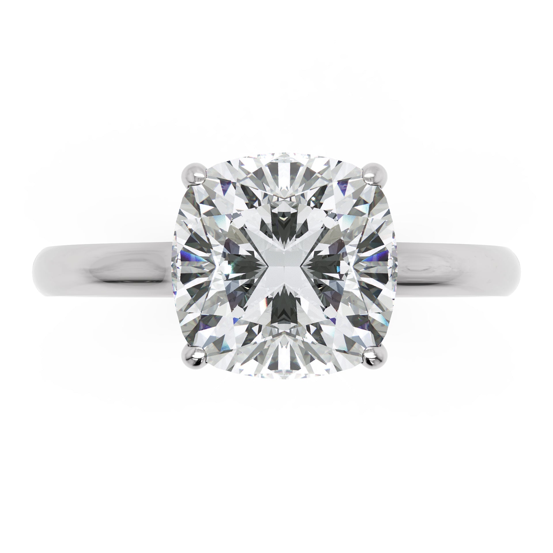 Inel de Logodnă Solitaire cu Halo Ascuns din Aur 14k cu Moissanite Cushion de 1.48 ct din 14k Aur Alb - Castelo.ro