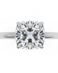Inel de Logodnă Solitaire cu Halo Ascuns din Aur 14k cu Moissanite Cushion de 1.48 ct din 14k Aur Alb - Castelo.ro