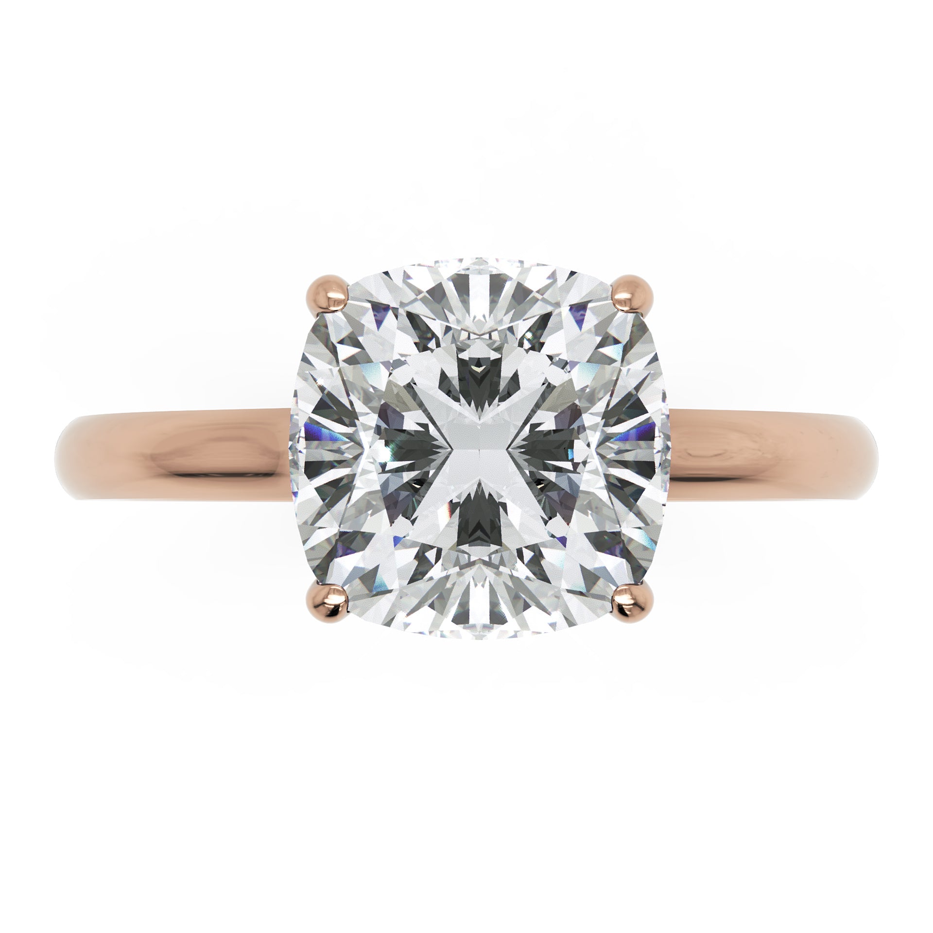 Inel de Logodnă Solitaire cu Halo Ascuns din Aur 14k cu Moissanite Cushion de 1.48 ct din 14k Aur Roz - Castelo.ro