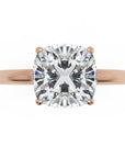 Inel de Logodnă Solitaire cu Halo Ascuns din Aur 14k cu Moissanite Cushion de 1.48 ct din 14k Aur Roz - Castelo.ro