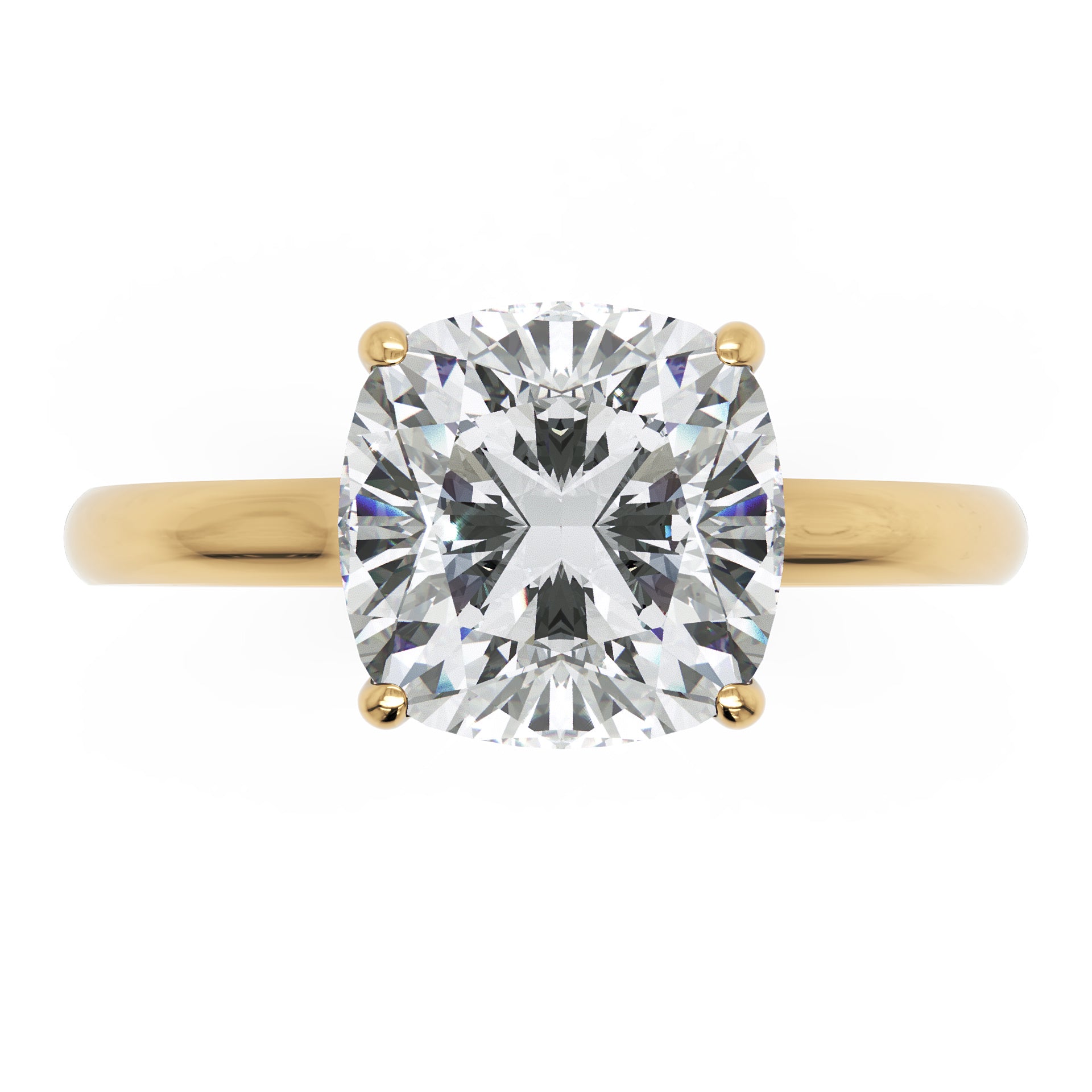 Inel de Logodnă Solitaire cu Halo Ascuns din Aur 14k cu Moissanite Cushion de 1.48 ct din 14k Aur Galben - Castelo.ro