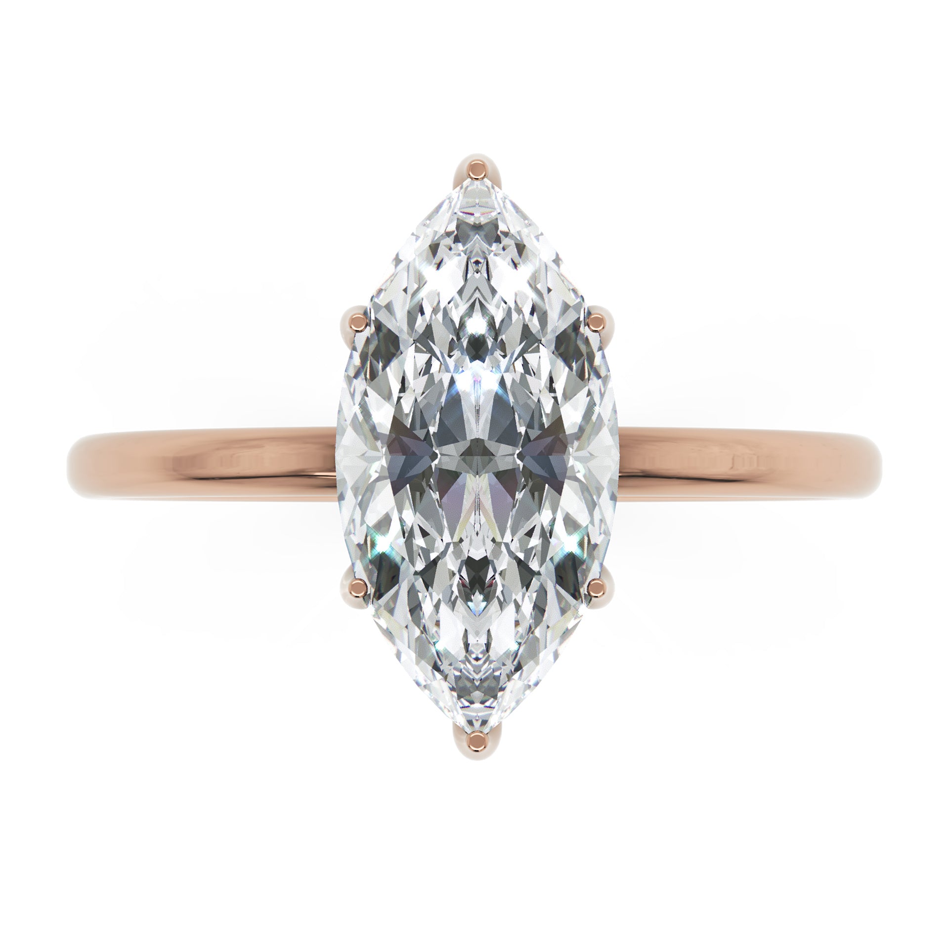 Inel de Logodnă Solitaire Halo Ascuns din Aur 18k cu Diamant Creat în Laborator Marquise de 1.41 ct