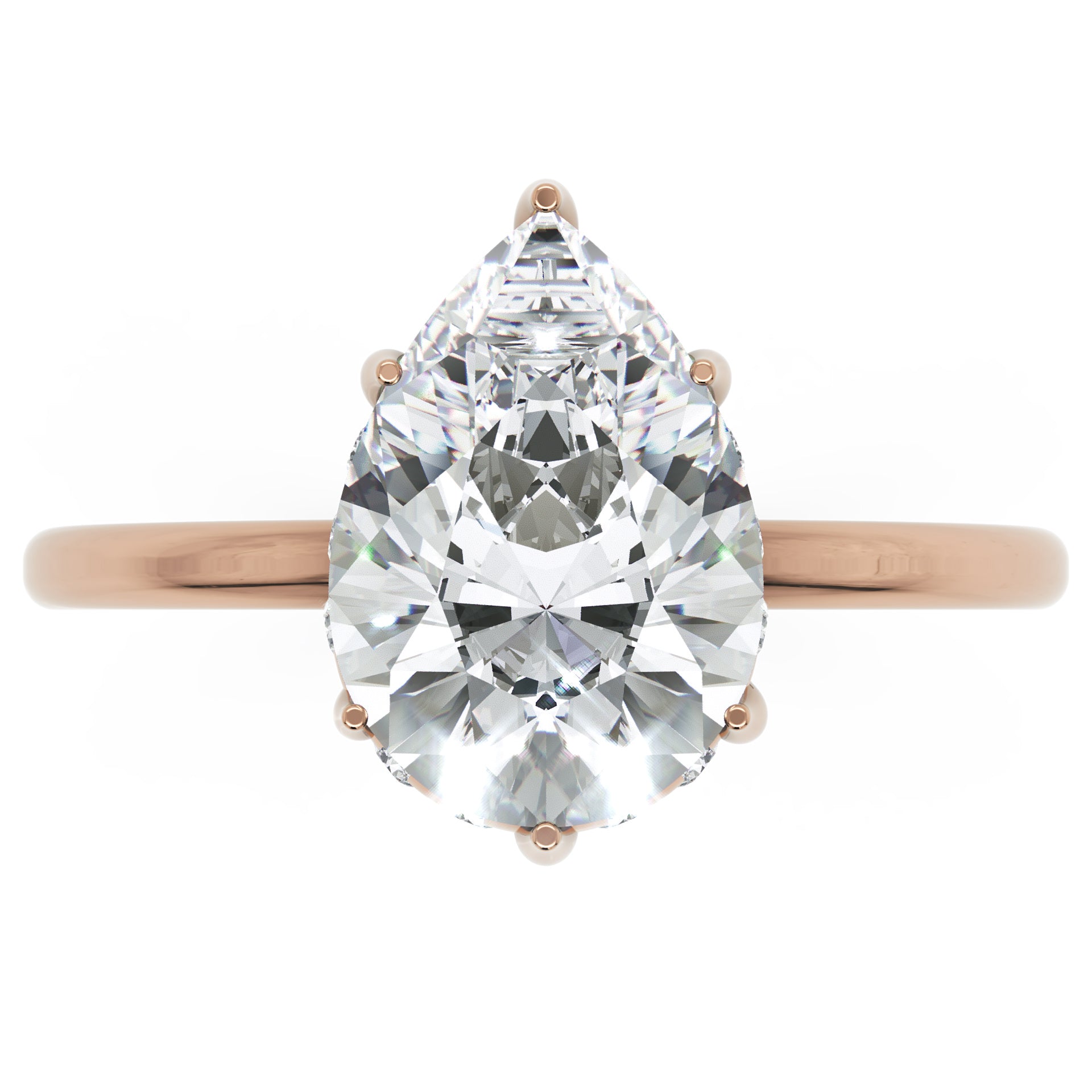 Inel de Logodnă Solitaire Halo Ascuns din Aur 14k cu Diamant Creat în Laborator Lacrimă de 1.81 ct