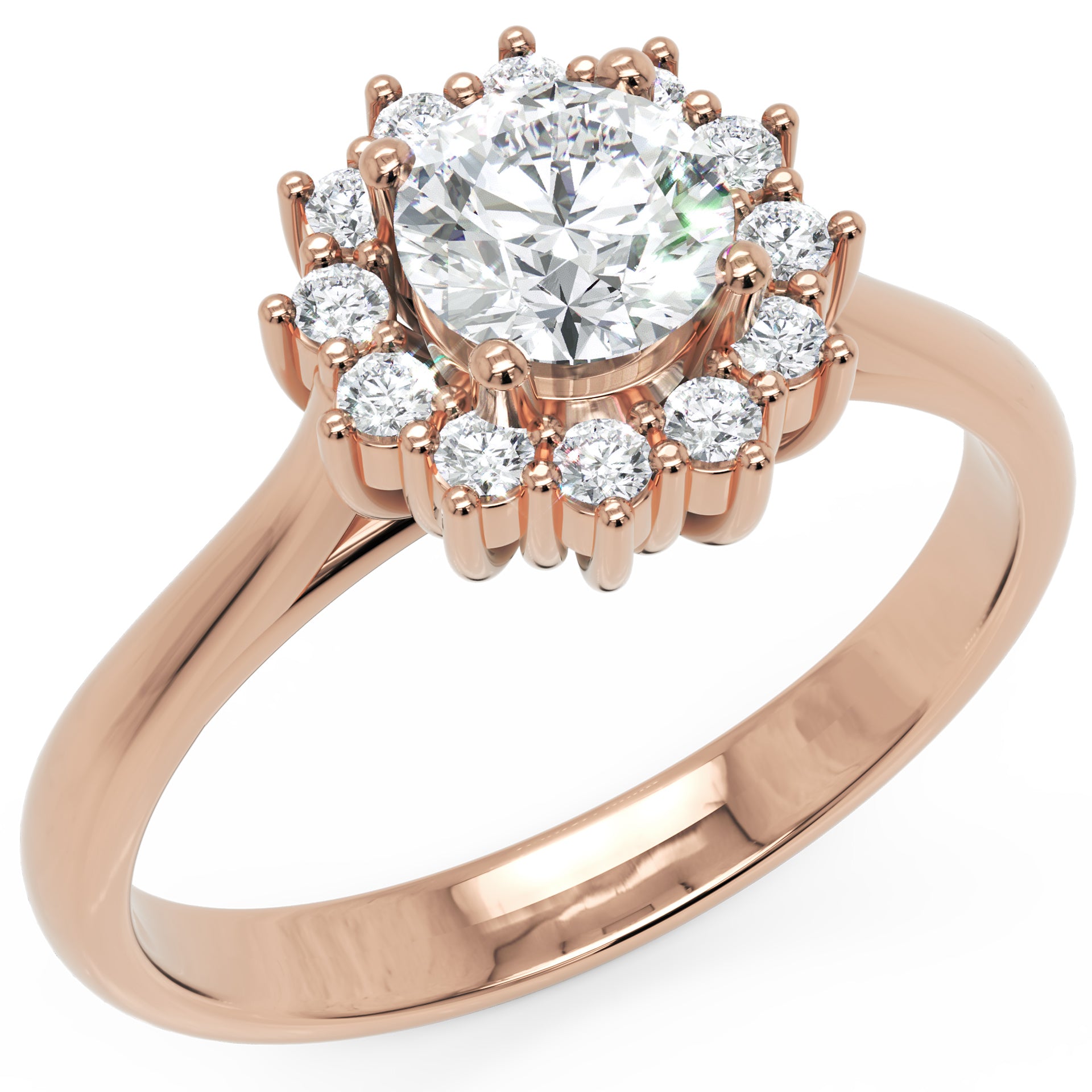 Inel de Logodnă Solitaire Halo din Aur 14k cu Moissanite de 0.65 ct