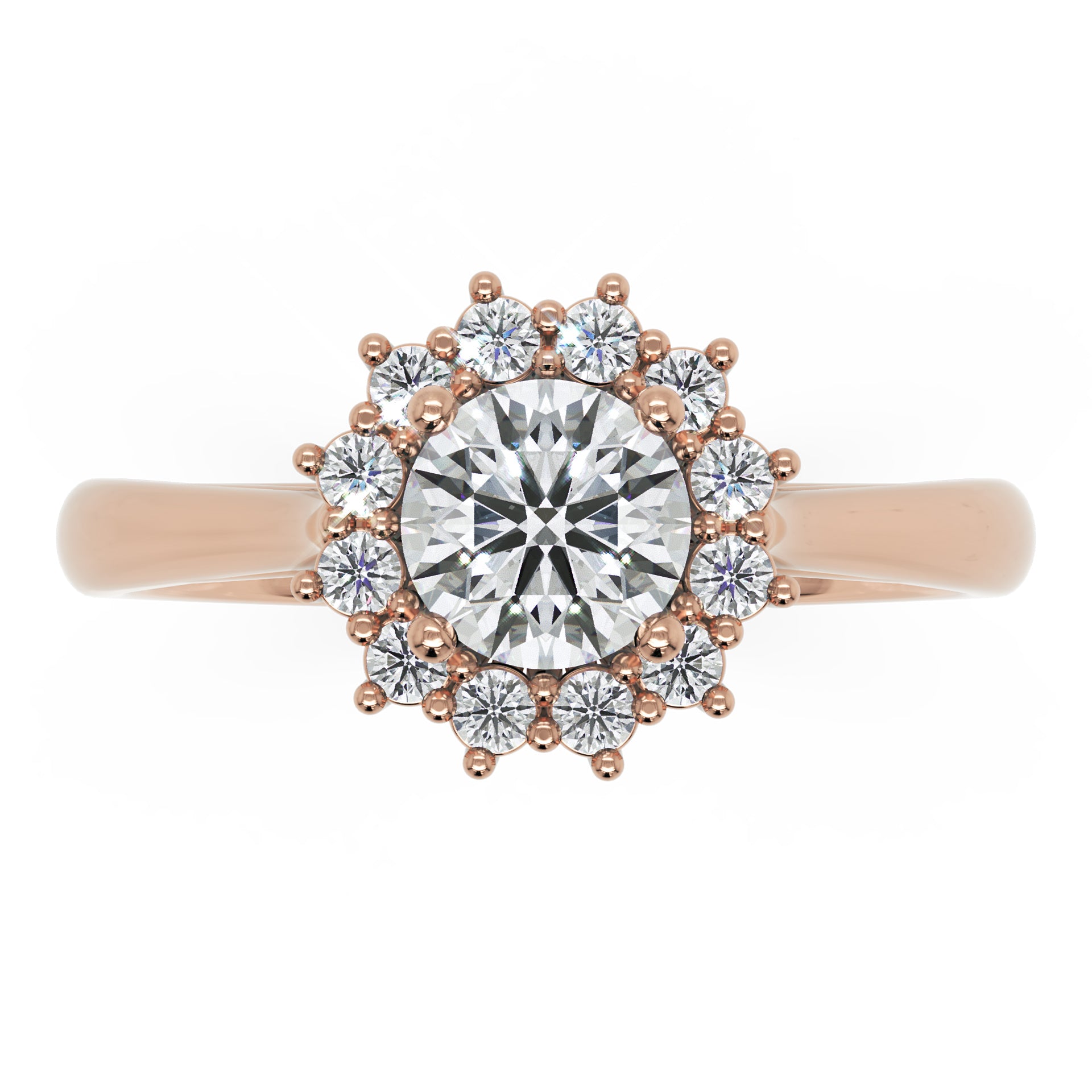 Inel de Logodnă Solitaire Halo din Aur 14k cu Moissanite de 0.65 ct