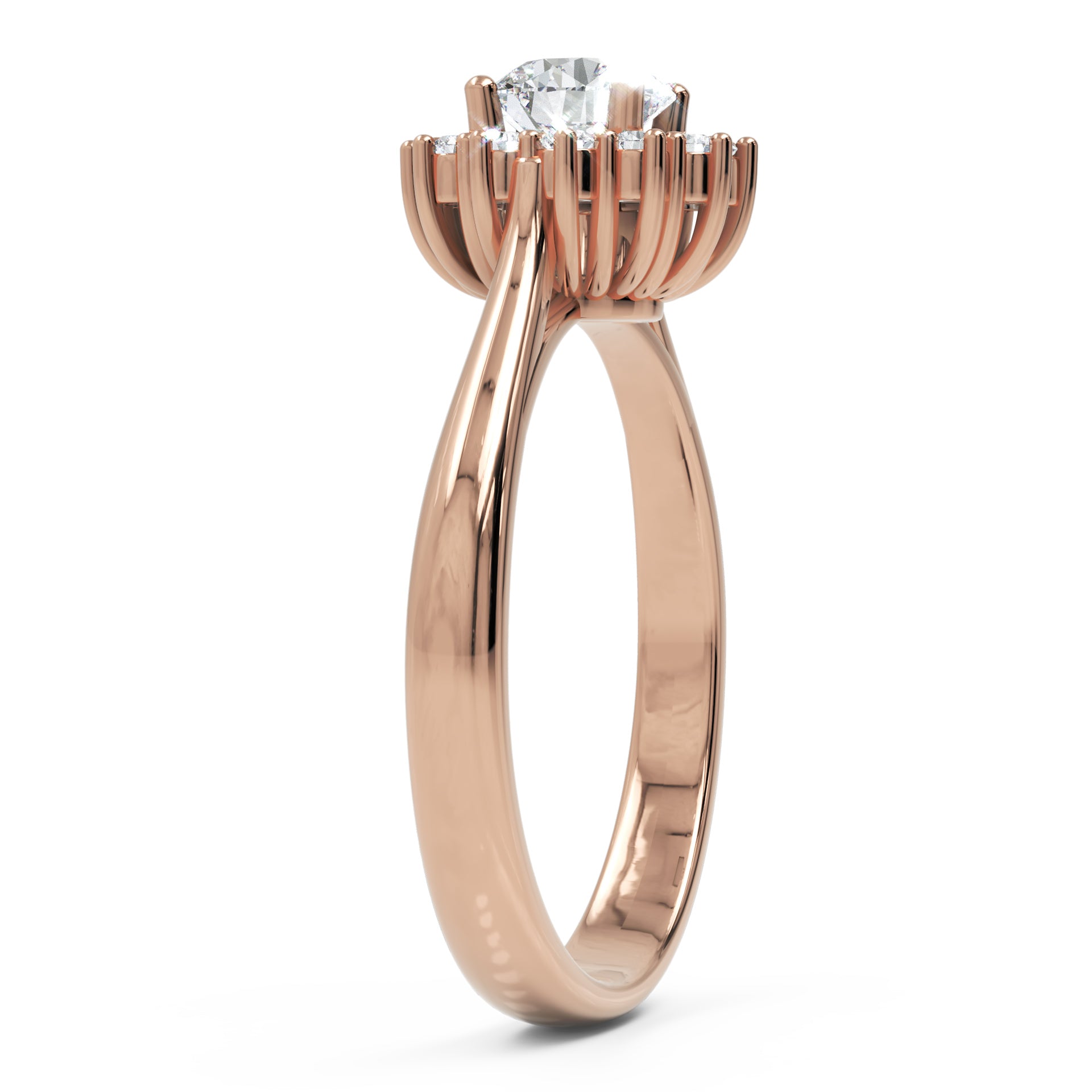 Inel de Logodnă Solitaire Halo din Aur 14k cu Moissanite de 0.65 ct