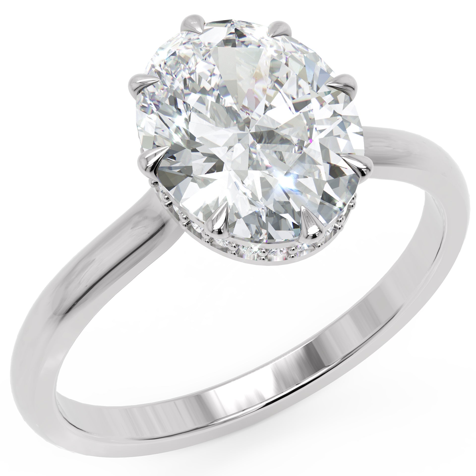 Inel de Logodnă Solitaire 'L'Amour' cu Diamant Natural Oval de 1.8 ct din Platina - Castelo.ro