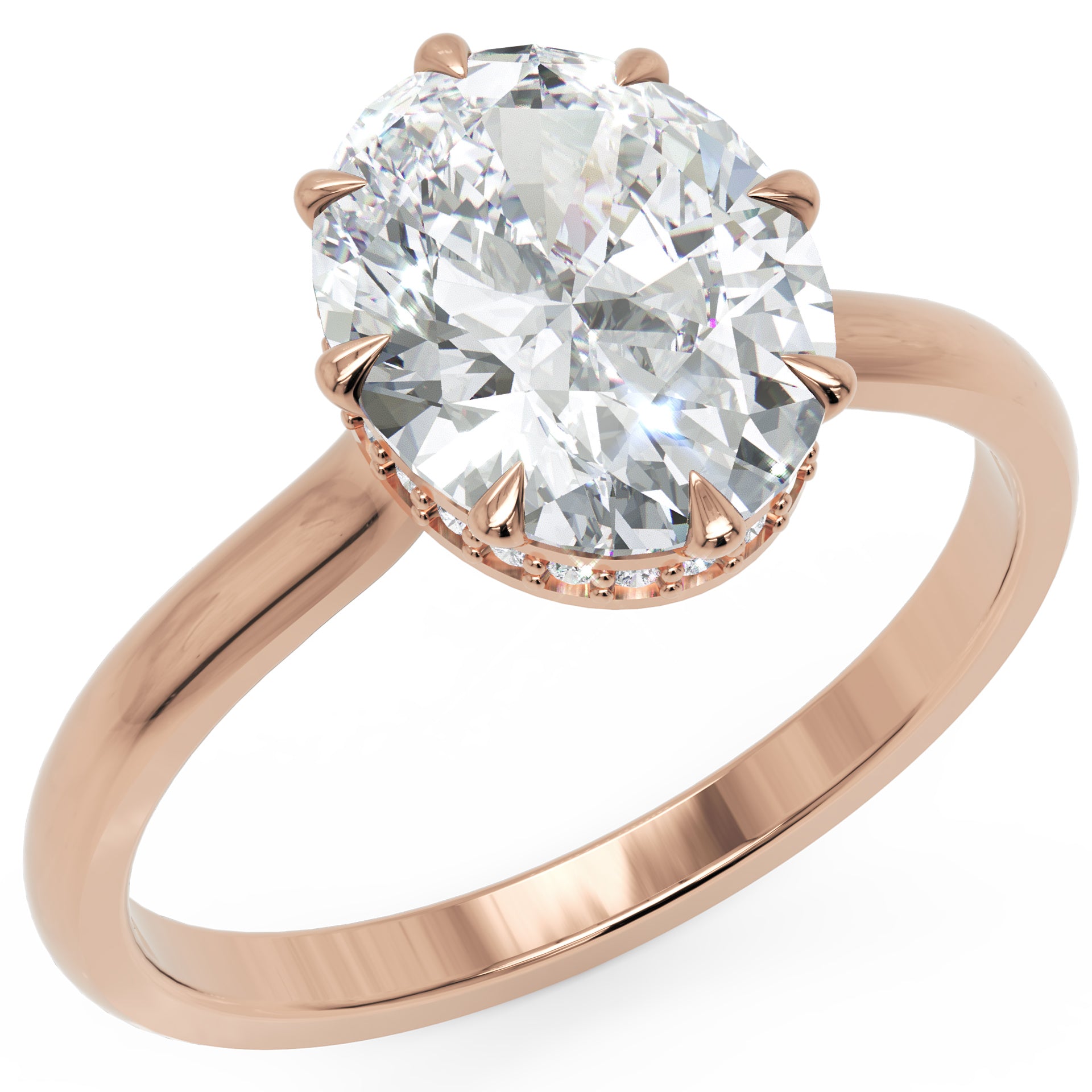 Inel de Logodnă Solitaire 'L'Amour' cu Diamant Natural Oval de 1.8 ct din 18k Aur Roz - Castelo.ro