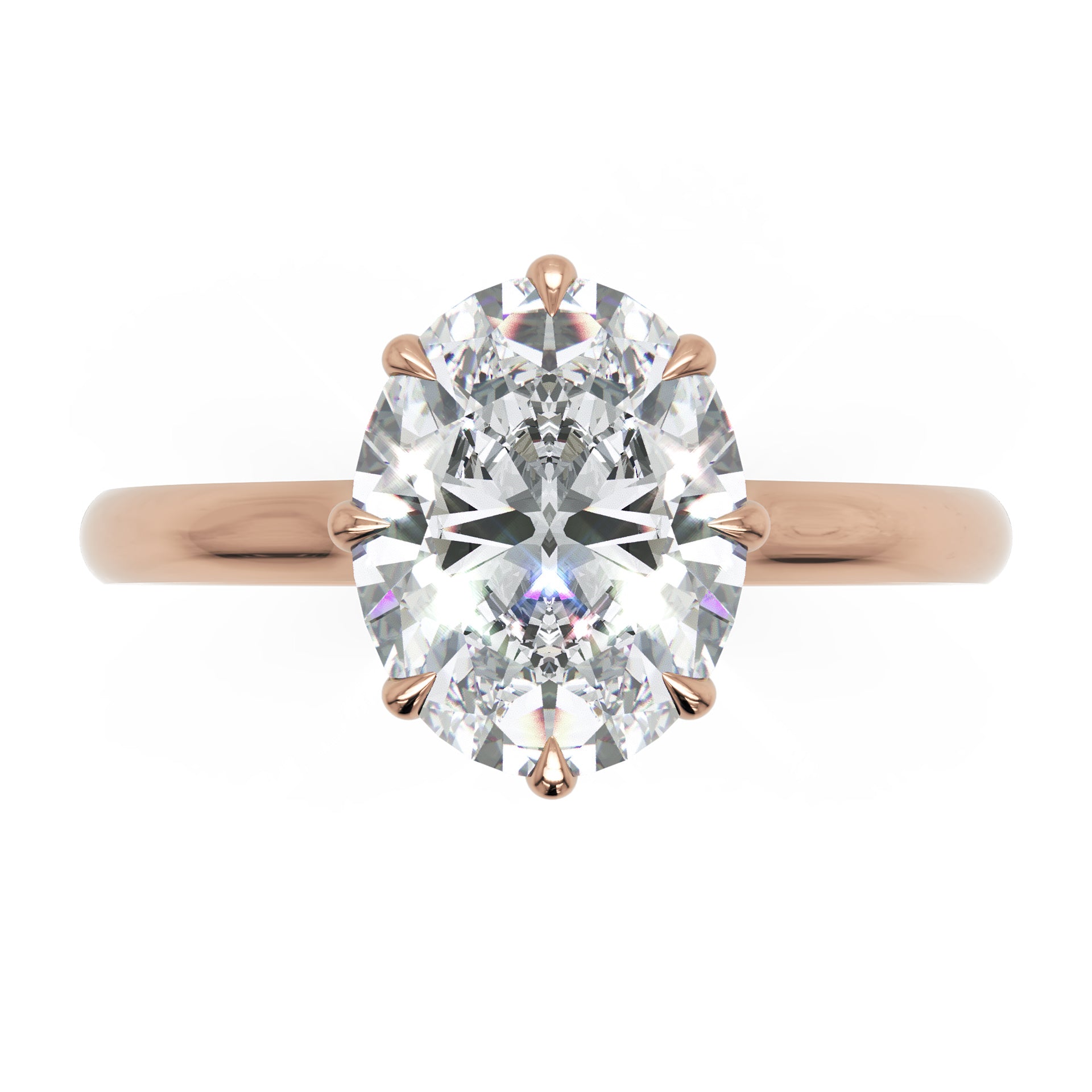 Inel de Logodnă Solitaire 'L'Amour' cu Diamant Natural Oval de 1.8 ct din 18k Aur Roz - Castelo.ro