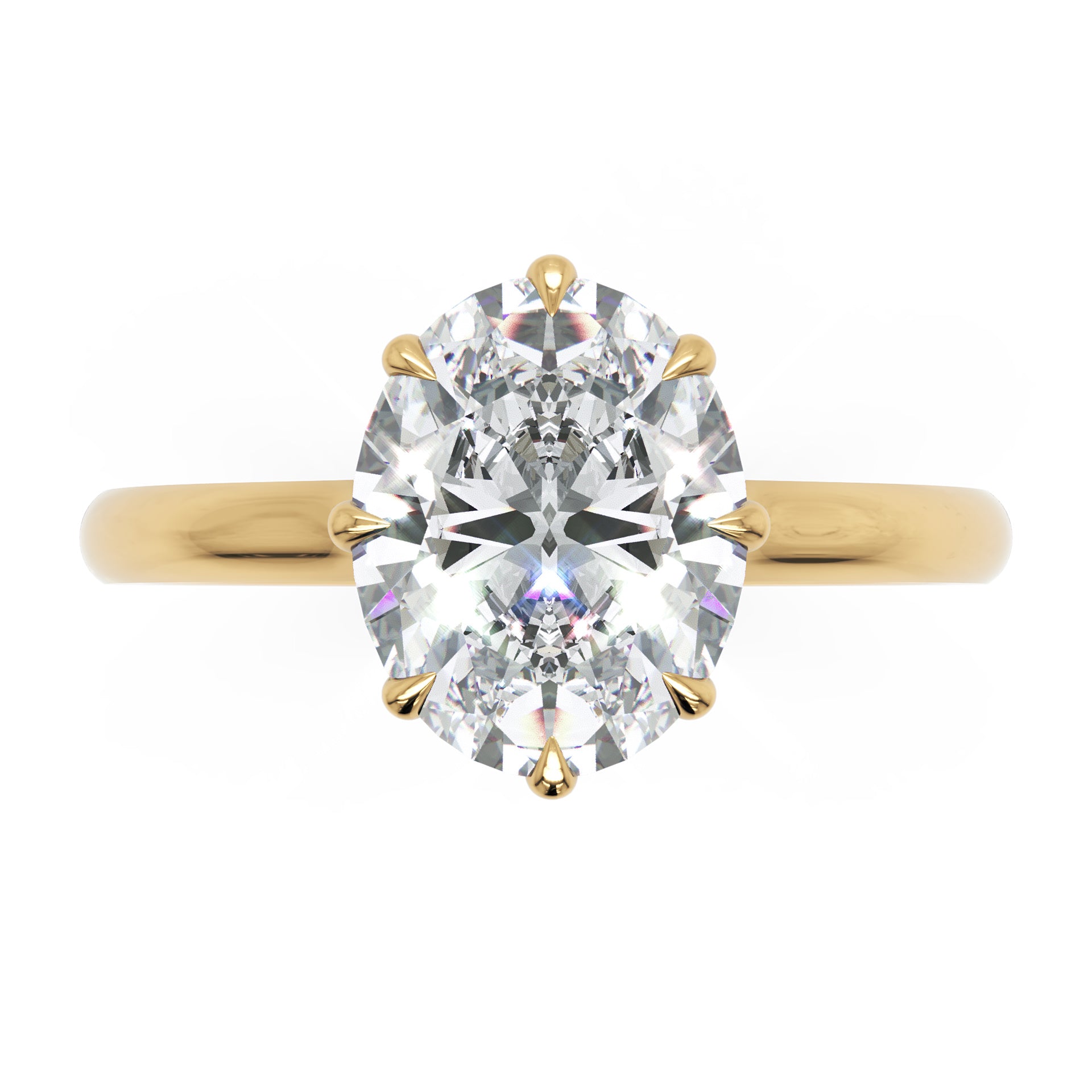 Inel de Logodnă Solitaire 'L'Amour' cu Diamant Natural Oval de 1.8 ct din 18k Aur Galben - Castelo.ro