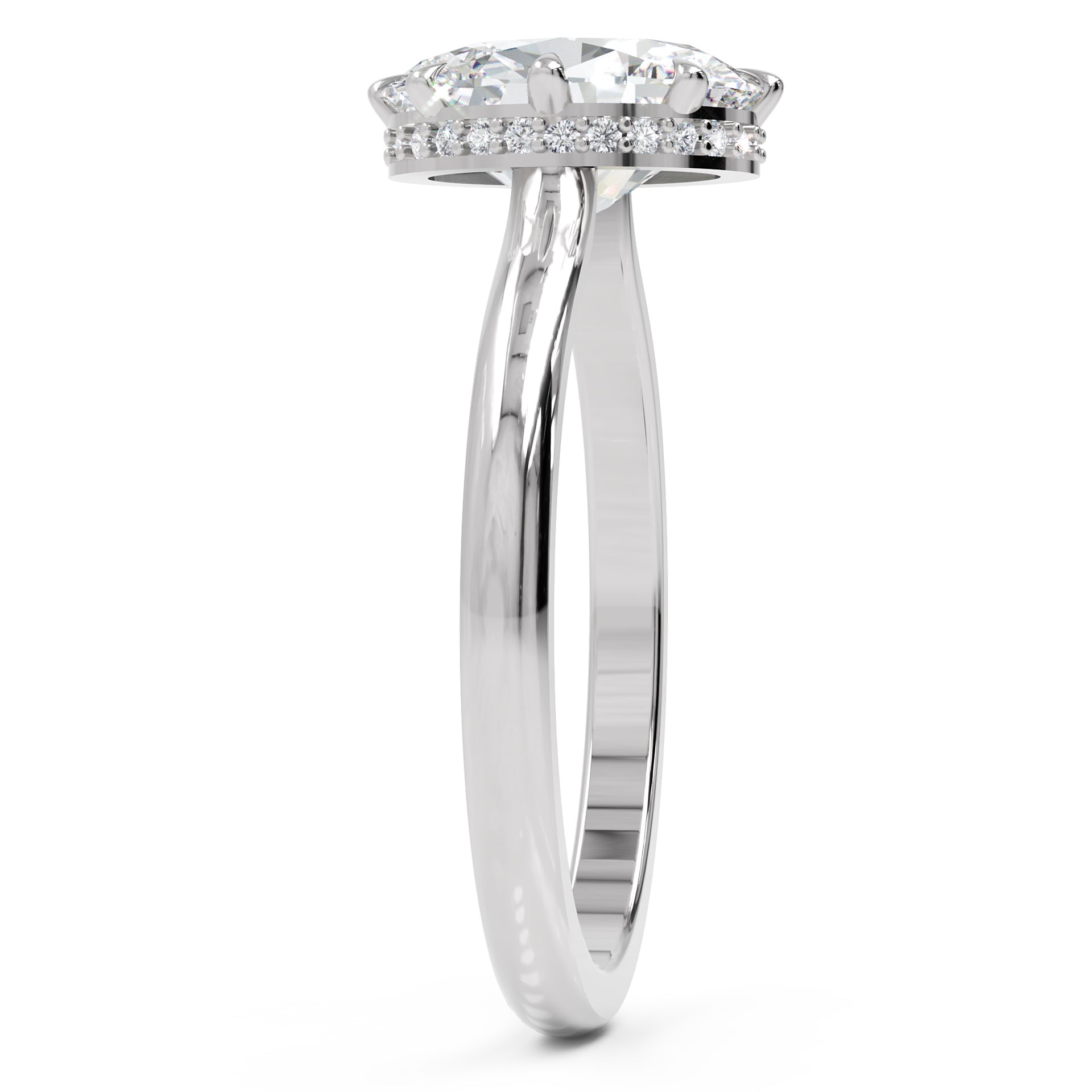 Inel de Logodnă Solitaire 'L'Amour' cu Diamant Natural Oval de 1.8 ct din Platina - Castelo.ro