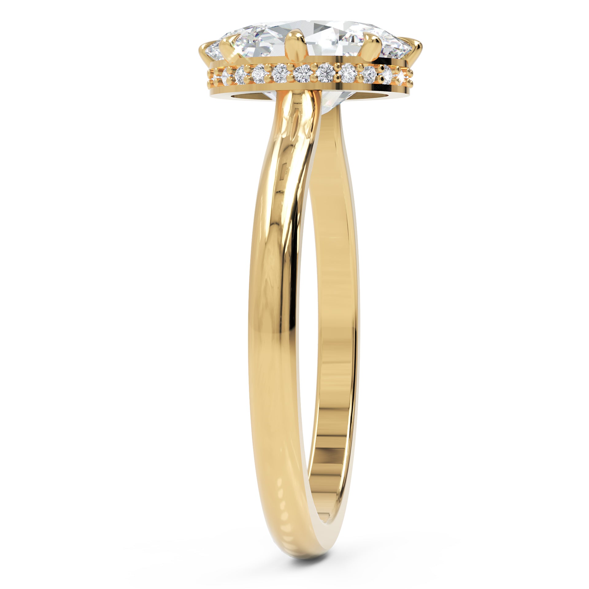 Inel de Logodnă Solitaire 'L'Amour' cu Diamant Natural Oval de 1.8 ct din 18k Aur Galben - Castelo.ro