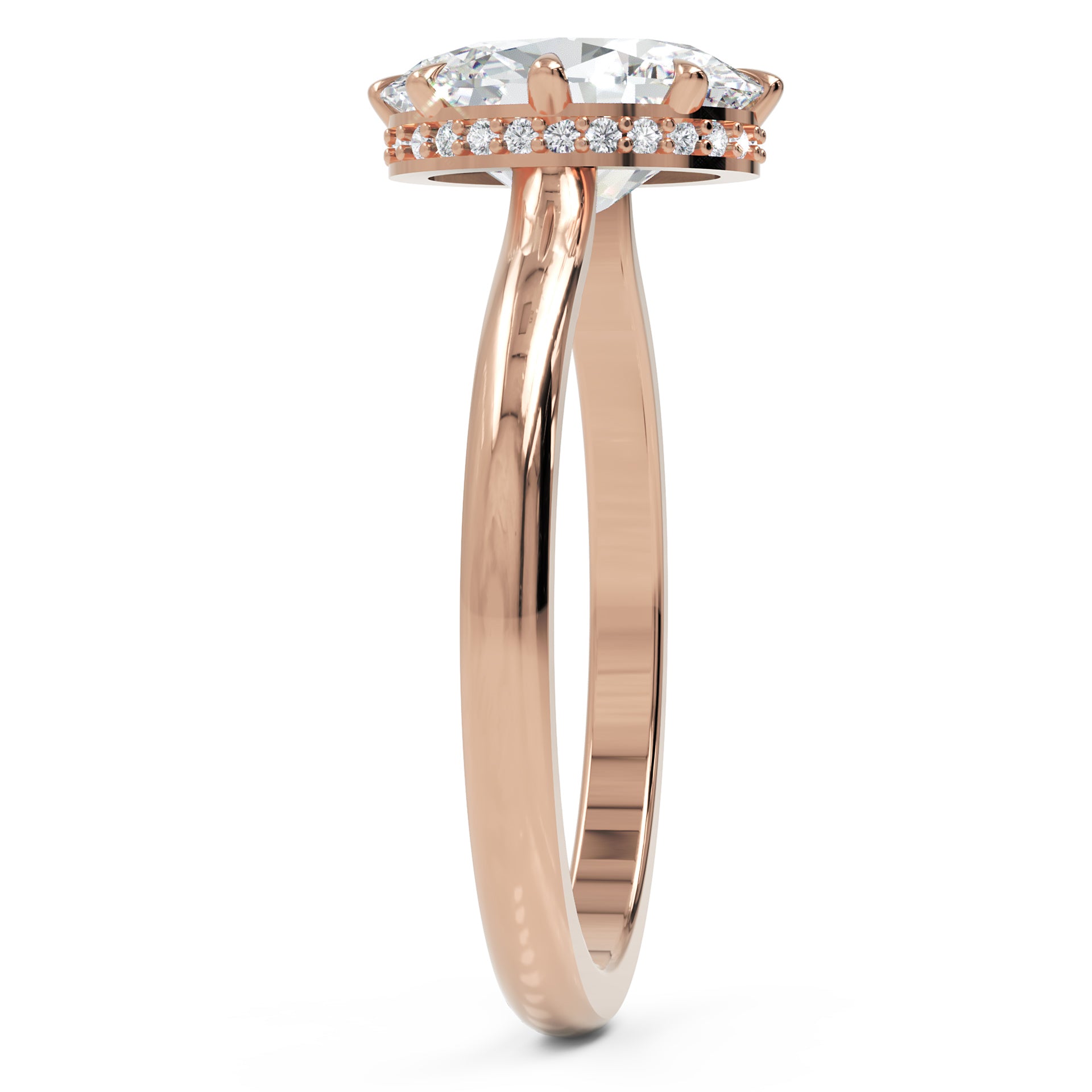 Inel de Logodnă Solitaire 'L'Amour' cu Diamant Natural Oval de 1.8 ct din 18k Aur Roz - Castelo.ro