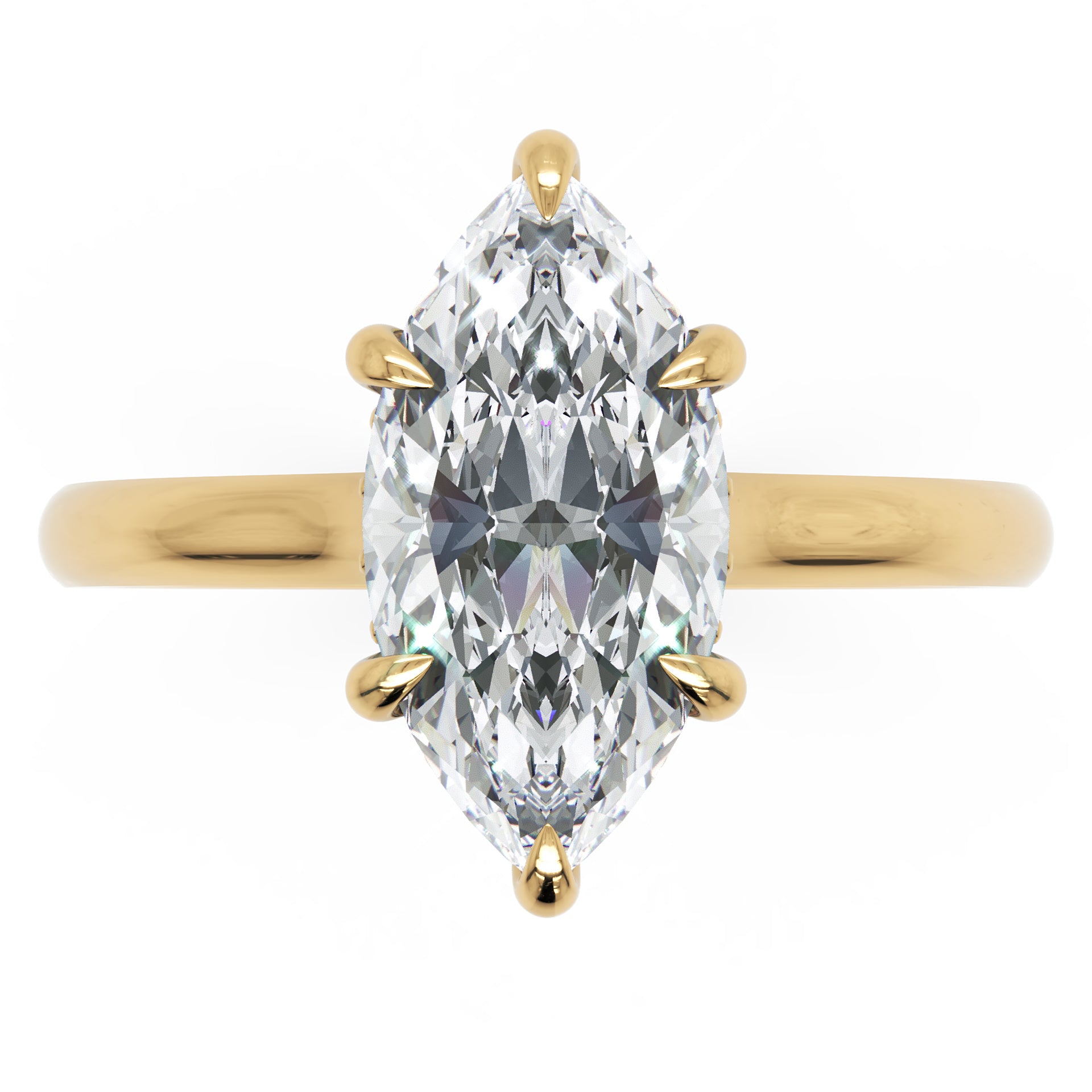 Inel de Logodnă Solitaire din Aur 14k cu Diamant Creat în Laborator Marquise si Halo Ascuns de 1.48 ct din 14k Aur Galben - Castelo.ro