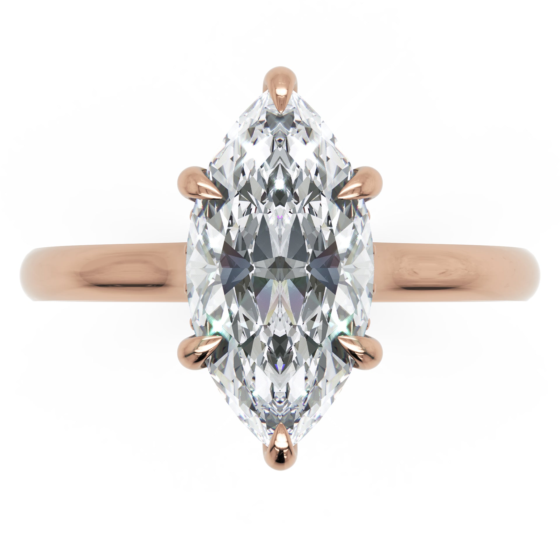 Inel de Logodnă Solitaire cu Halo Ascuns din Aur 14k cu Diamant Natural Marquise de 1.48 ct din 14k Aur Roz - Castelo.ro