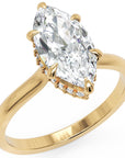 Inel de Logodnă Solitaire din Aur 18k cu Diamant Creat în Laborator Marquise si Halo Ascuns de 1.48 ct din 18k Aur Galben - Castelo.ro