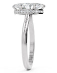 Inel de Logodnă Solitaire din Aur 18k cu Diamant Creat în Laborator Marquise si Halo Ascuns de 1.48 ct din Platina - Castelo.ro