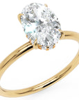 Inel de Logodnă Solitaire Oval cu Halo Ascuns din Aur 14k cu Diamant Natural de 1.2 ct din 14k Aur Galben - Castelo.ro