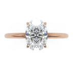 Inel de Logodnă Solitaire Oval cu Halo Ascuns din Aur 14k cu Moissanite de 1.2 ct din 14k Aur Roz - Castelo.ro