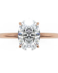 Inel de Logodnă Solitaire Oval cu Halo Ascuns din Aur 18k cu Diamant Natural de 1.2 ct din 18k Aur Roz - Castelo.ro