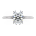 Inel de Logodnă Solitaire Oval cu Halo Ascuns din Aur 14k cu Diamant Creat în Laborator de 1.2 ct din 14k Aur Alb - Castelo.ro