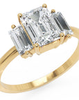 Inel de Logodnă din Aur 14k cu Trei Moissanite Tăietură Smarald de 1.4 ct din 14k Aur Galben - Castelo.ro