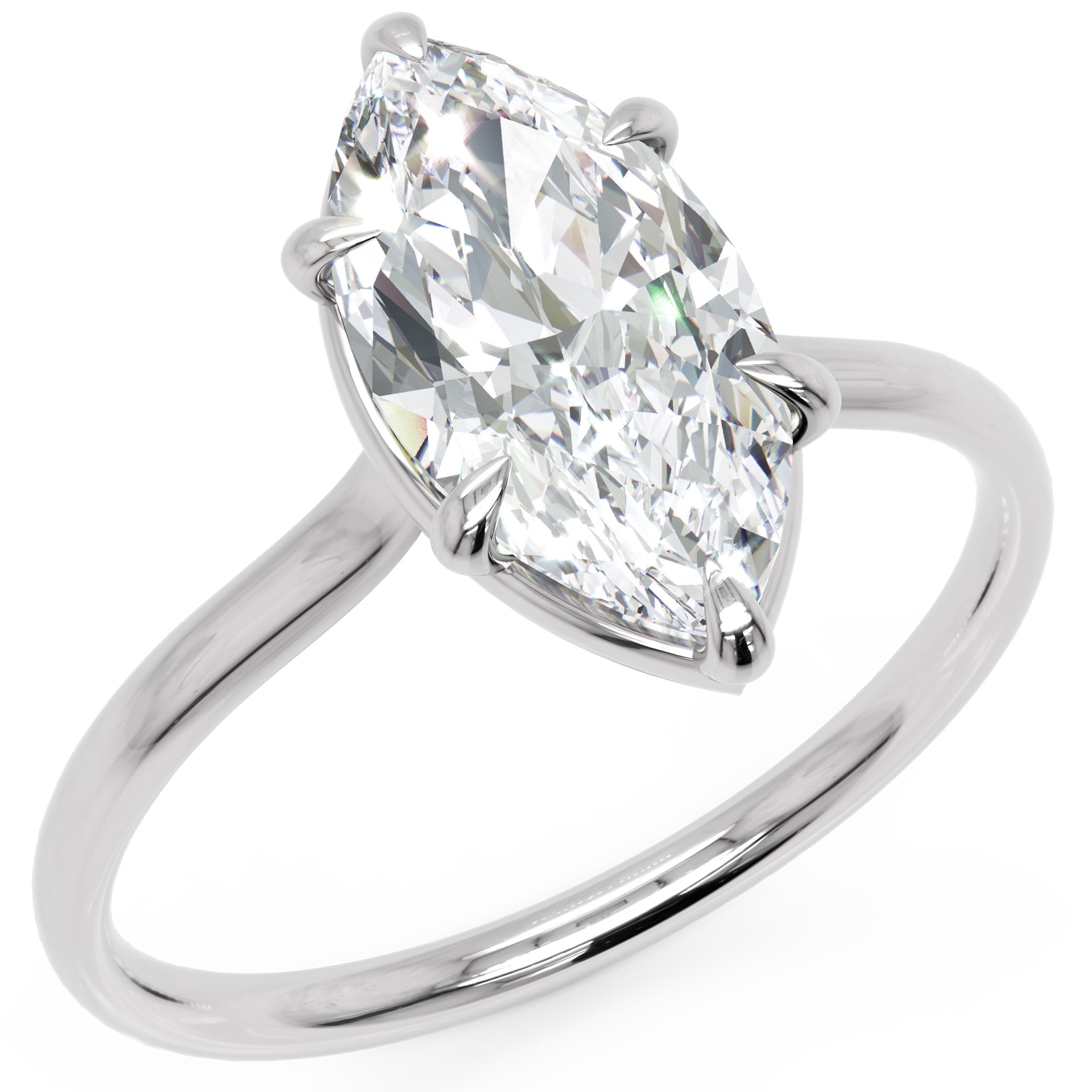 Inel de Logodnă din Aur 18k cu Diamant Marquise Creat în Laborator de 1.3 ct din Platina - Castelo.ro