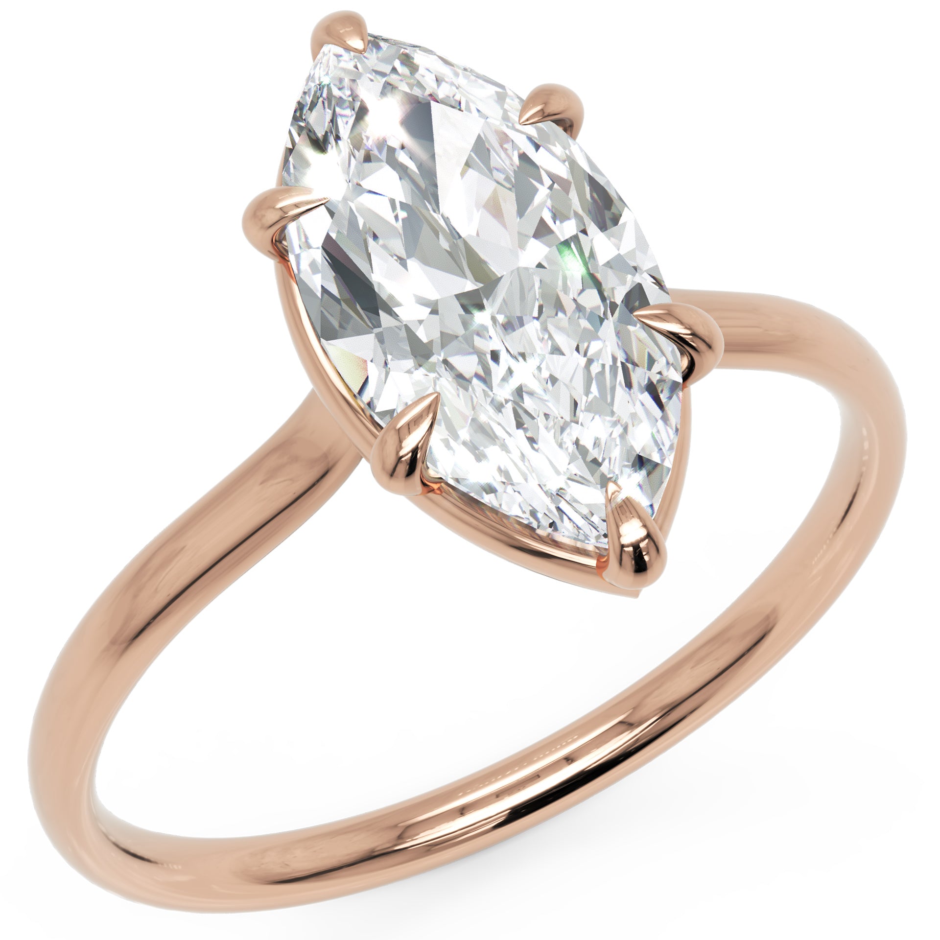 Inel de Logodnă din Aur 18k cu Diamant Marquise Creat în Laborator de 1.3 ct din 18k Aur Roz - Castelo.ro