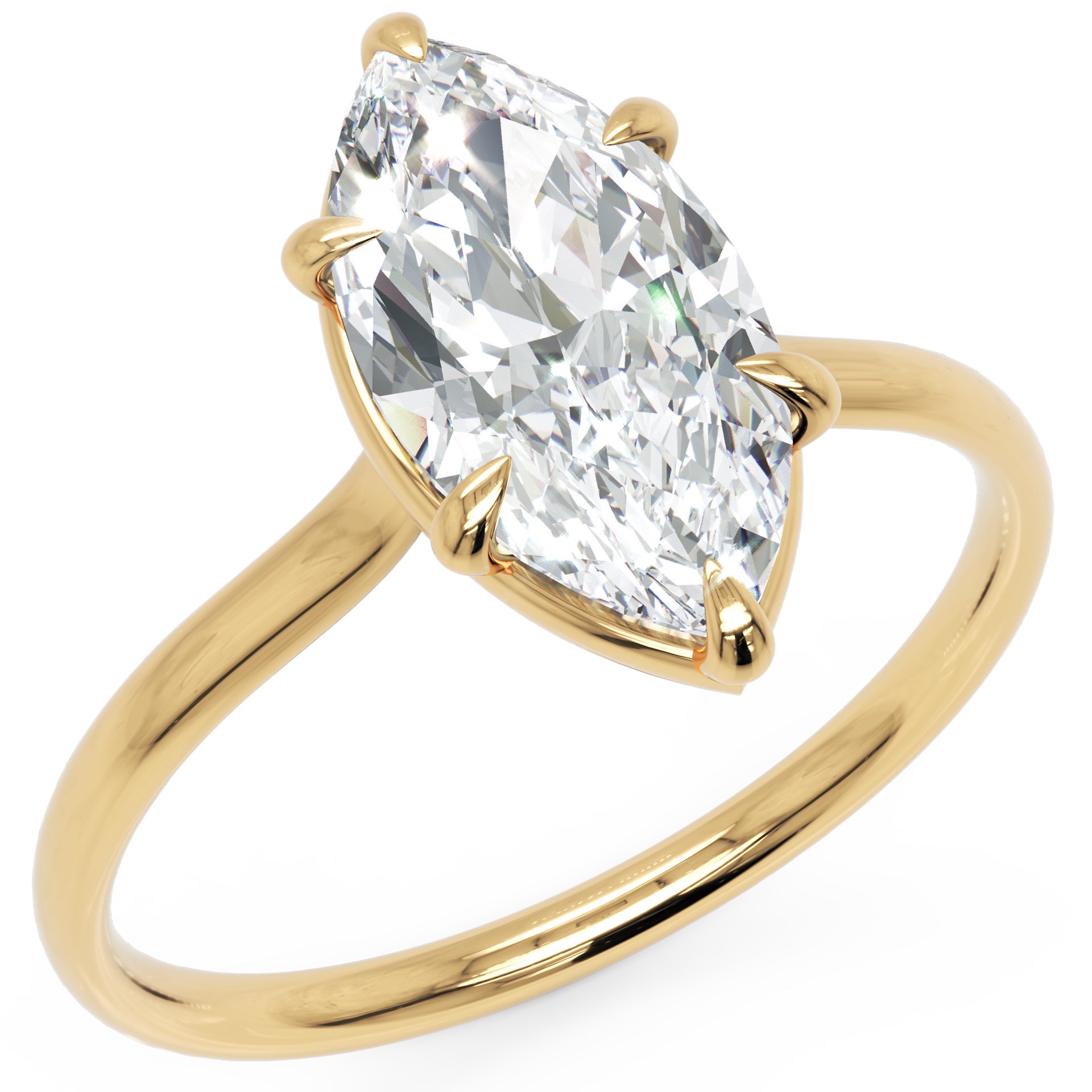 Inel de Logodnă din Aur 18k cu Diamant Marquise Creat în Laborator de 1.3 ct din 18k Aur Galben - Castelo.ro